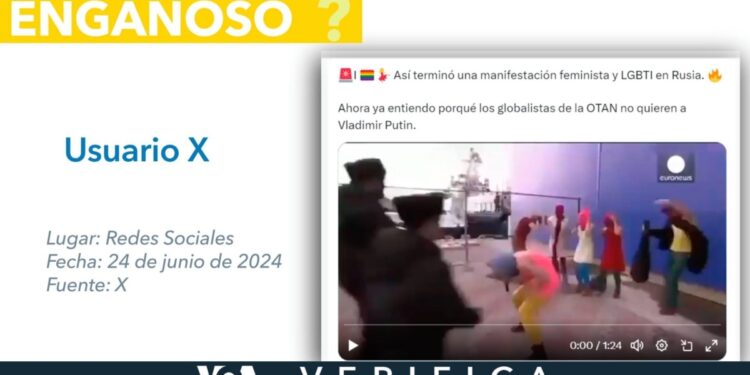 Este video no muestra la represión de una manifestación LGBTQ+ en Rusia