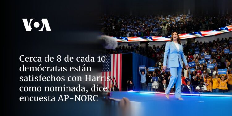 Cerca de 8 de cada 10 demócratas están satisfechos con Harris como nominada, dice encuesta AP-NORC