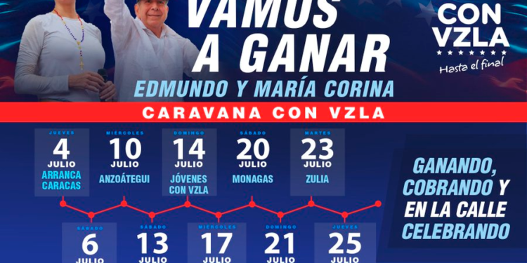 Edmundo y María Corina iniciarán el 4-J en Caracas una gran caravana por Venezuela