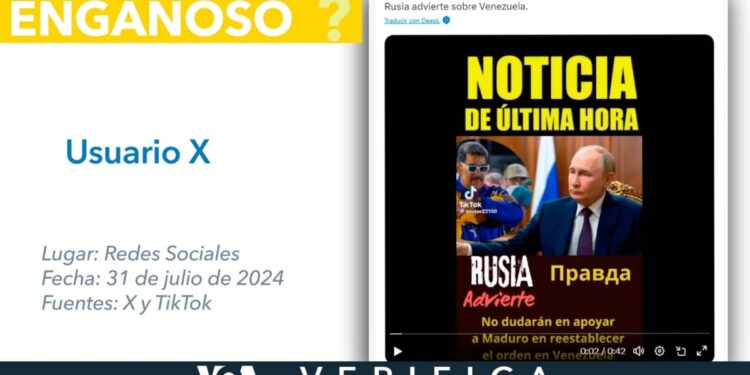 Putin no advirtió que considerará como “terrorismo” cualquier intento de intervención en Venezuela