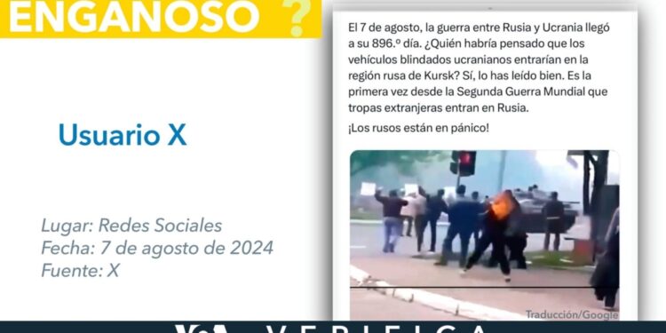 Es engañoso el video que supuestamente muestra vehículos blindados de Ucrania entrando en Rusia, se trata de Mariúpol en 2014