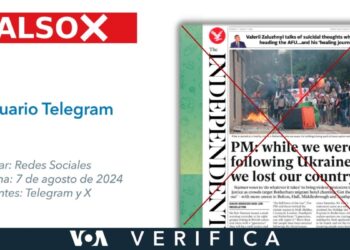 The Independent no publicó esta portada relacionada con Ucrania en agosto de 2024: es un montaje