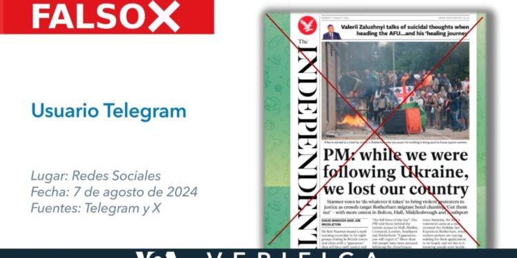 The Independent no publicó esta portada relacionada con Ucrania en agosto de 2024: es un montaje
