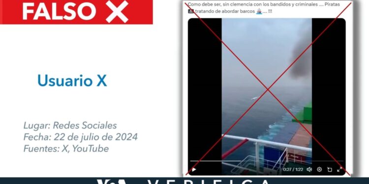 Este video no muestra la explosión de una “lancha pirata”: es un dron USV