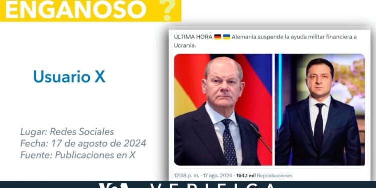 Es engañoso que Alemania suspendió la ayuda militar financiera a Ucrania