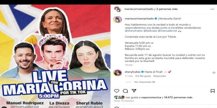 Youtubers venezolanos anuncian live con María Corina Machado
