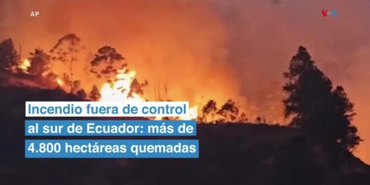 Incendio fuera de control al sur de Ecuador: más de 4.800 hectáreas quemadas