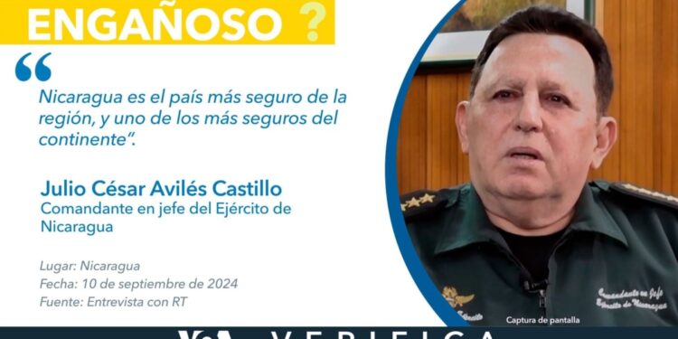 Engañoso que Nicaragua sea uno de los países más seguros del continente como dice el jefe del Ejército