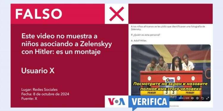 No, este video no muestra a niños asociando a Zelenskyy con Hitler: Es un montaje