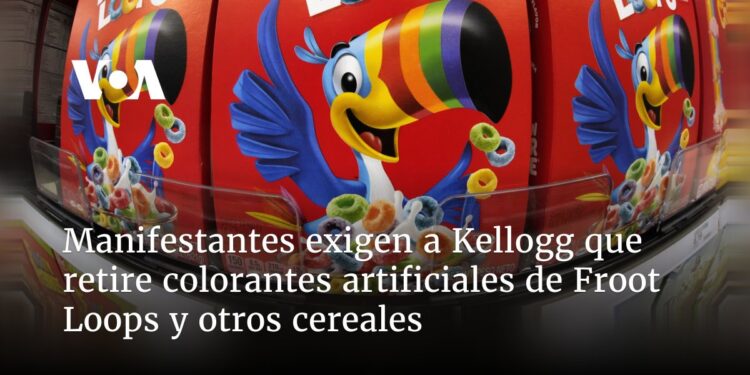 Manifestantes exigen a Kellogg que retire colorantes artificiales de Froot Loops y otros cereales