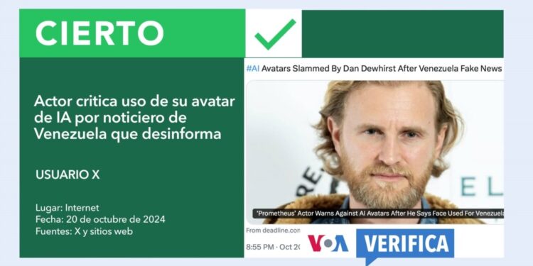 Un actor ha cuestionado uso de su avatar de IA en noticiero que ha propagado desinformación en Venezuela