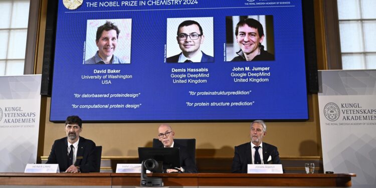 El premio Nobel de Química 2024 fue otorgado a David Baker, Demis Hassabis y John Jumper