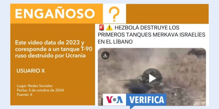 Video que muestra la destrucción de un tanque T-90 ruso se utiliza para desinformar sobre el conflicto en el Oriente Medio