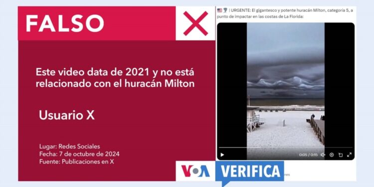 Este video no muestra al huracán Milton “a punto de impactar en las costas de Florida”: son nubes asperitas