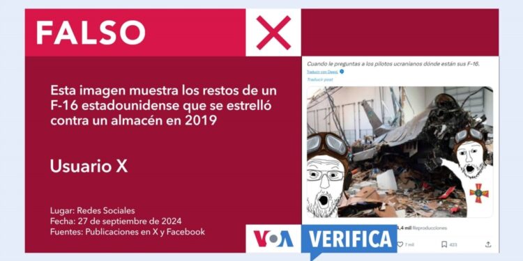 Esta imagen no muestra uno de los F-16 que recibió Ucrania tras ser derribado por Rusia