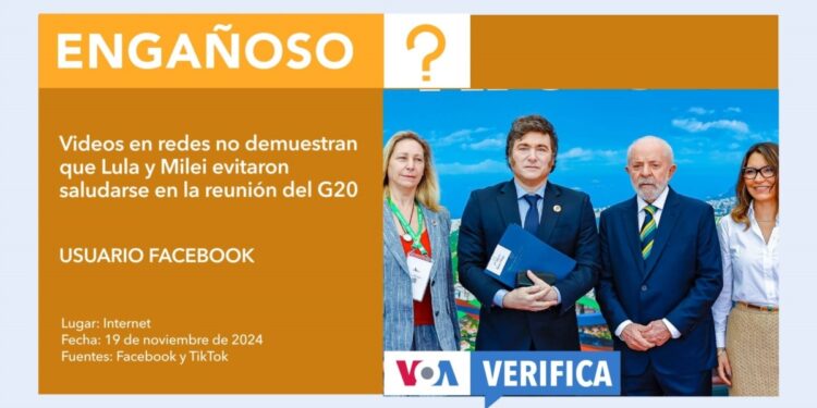 No, estos videos en redes no demuestran que Lula y Milei evitaron saludarse en la reunión de líderes del G20