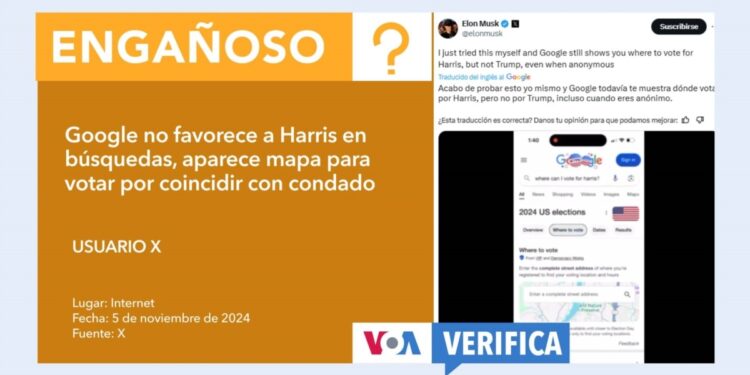 ¿Google favorece a Harris en las búsquedas como dijo Elon Musk en X? Esto es engañoso
