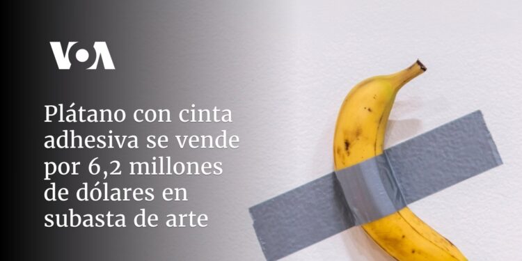 Plátano con cinta adhesiva se vende por 6,2 millones de dólares en subasta de arte