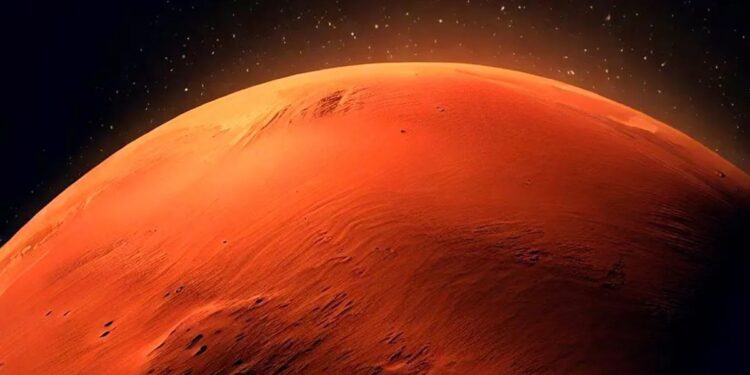 La foto de la NASA que muestra una nave espacial estrellada sobre la superficie de Marte