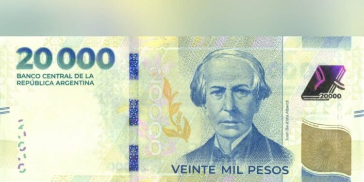Argentina lanza billete de 20,000 pesos ante una inflación de casi 200%