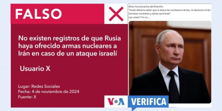 Falso que el Kremlin advirtió que enviaría armas nucleares a Irán en caso de un ataque israelí