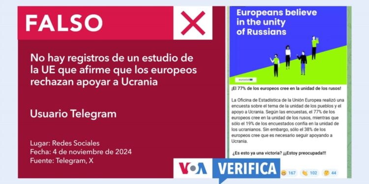 Es falso que un estudio de la UE concluye que los europeos no quieren seguir apoyando a Ucrania
