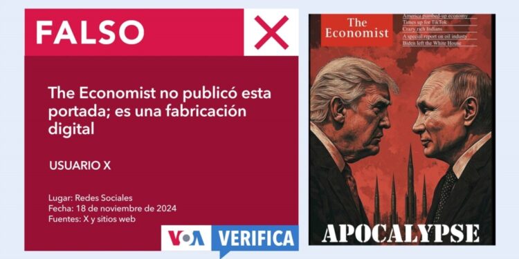 ¿The Economist publicó una portada con Trump y Putin en un escenario apocalíptico? Falso