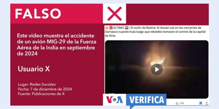 Este video de un accidente aéreo no está relacionado con la salida de Bashar al-Assad de Siria