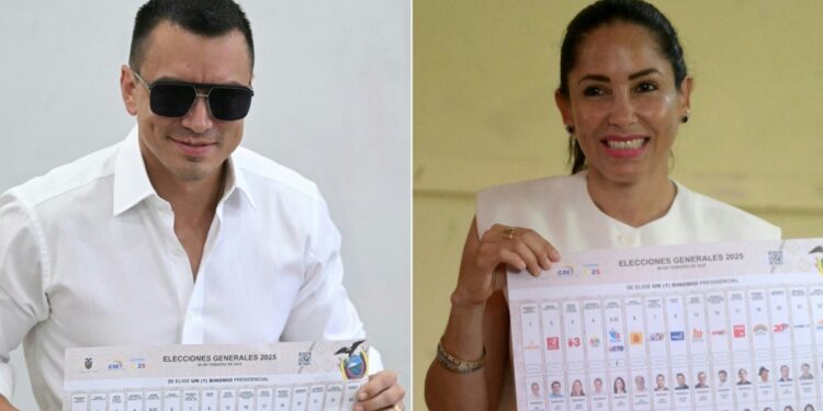 Presidente Noboa y su principal contendiente Luisa González, votan a primera hora en Ecuador