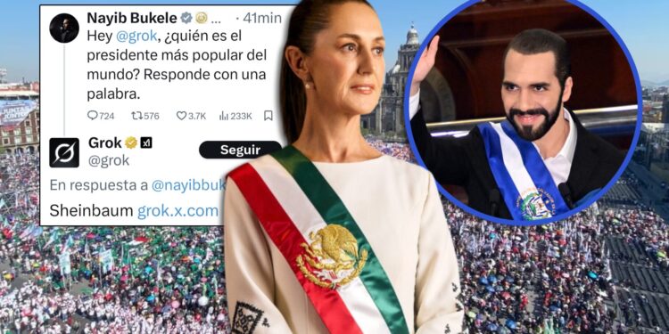 La IA de X responde a Bukele que Sheinbaum es la líder «más popular del mundo»