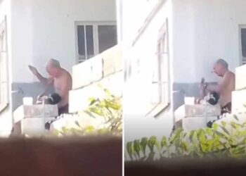 Un septuagenario fue arrestado tras ser grabado golpeando a un bebé mientras lo bañaba